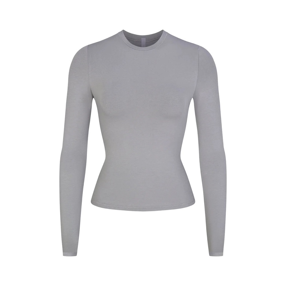 Skims Cotton Jersey Long Sleeve T Shirt in Pacifica